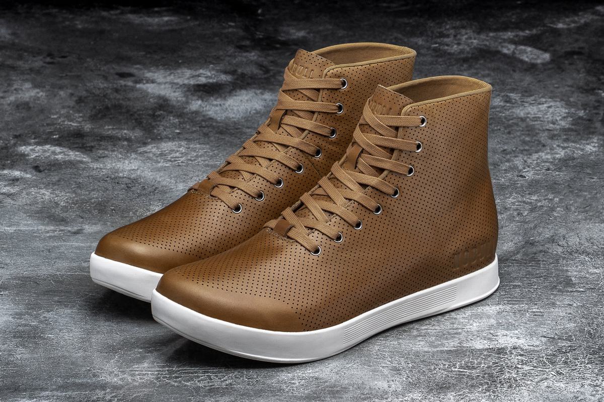 Nobull High-Top Leather Men's Trainers Brown | Australia (BJ6429)